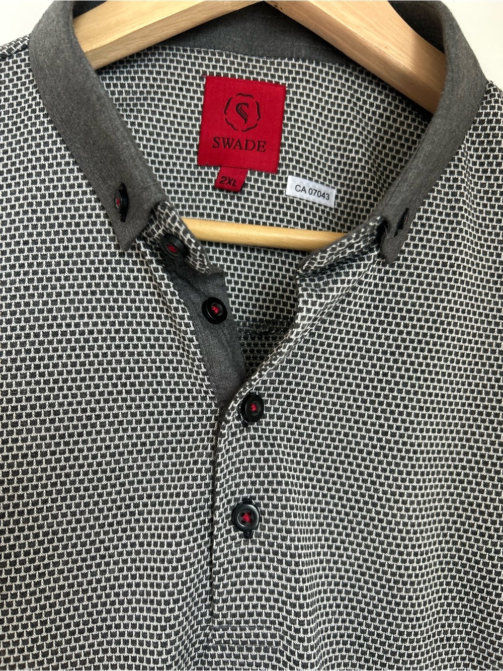 Men's Gray Patterned Polo Shirt